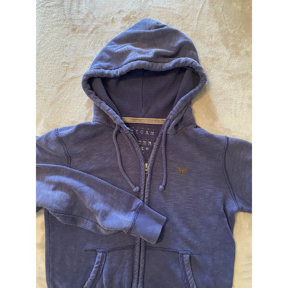 American Eagle Hoodie Womens Sz XS Blue Vintage‎ Fit Full Zip Y2K Athleisure